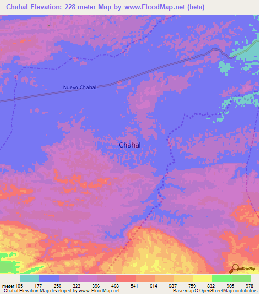 Chahal,Guatemala Elevation Map