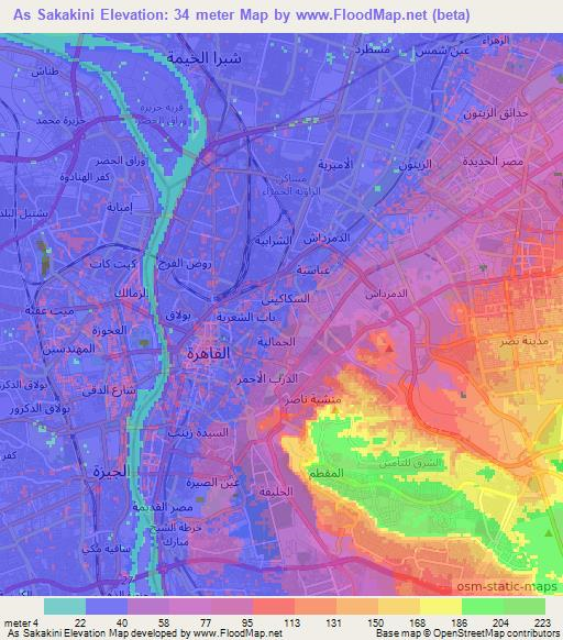 As Sakakini,Egypt Elevation Map