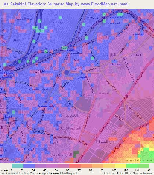 As Sakakini,Egypt Elevation Map