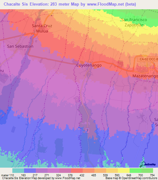 Chacalte Sis,Guatemala Elevation Map