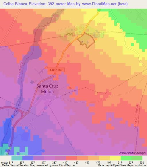 Ceiba Blanca,Guatemala Elevation Map