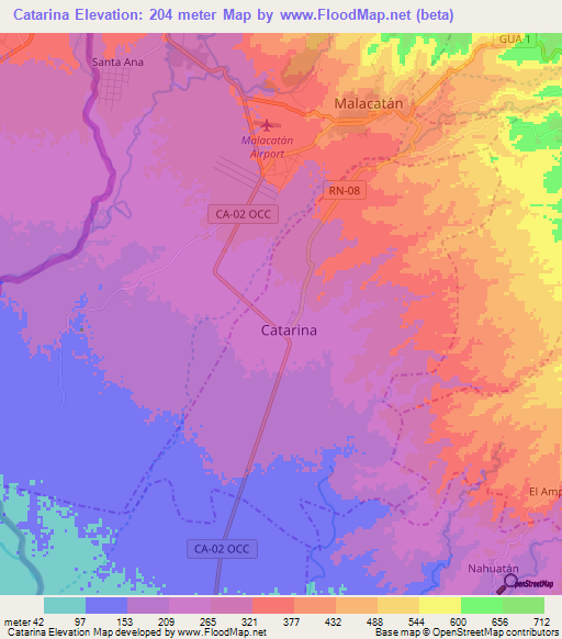 Catarina,Guatemala Elevation Map