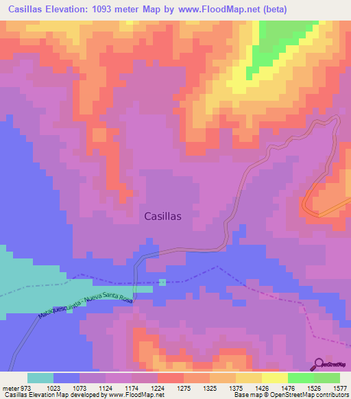 Casillas,Guatemala Elevation Map