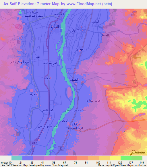 As Saff,Egypt Elevation Map