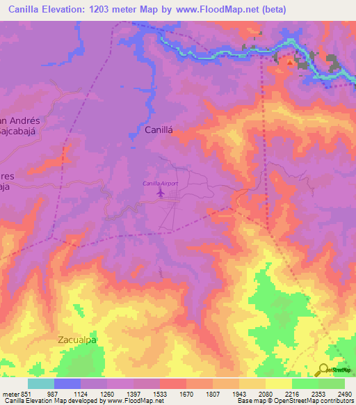 Canilla,Guatemala Elevation Map