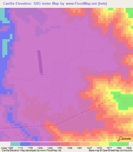 Canilla,Guatemala Elevation Map