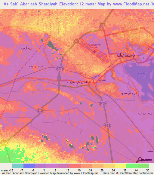 As Sab` Abar ash Sharqiyah,Egypt Elevation Map