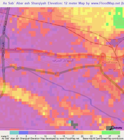 As Sab` Abar ash Sharqiyah,Egypt Elevation Map