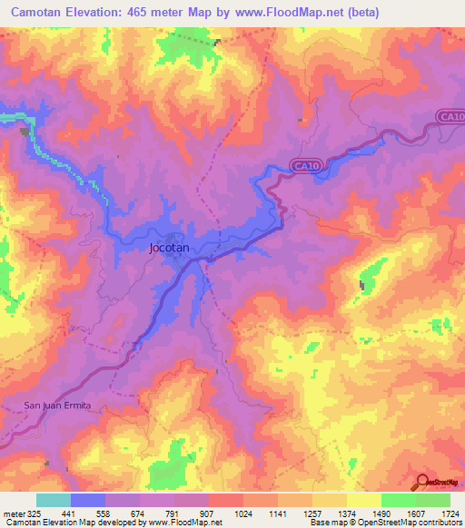 Camotan,Guatemala Elevation Map