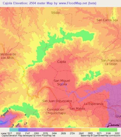 Cajola,Guatemala Elevation Map