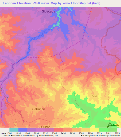 Cabrican,Guatemala Elevation Map