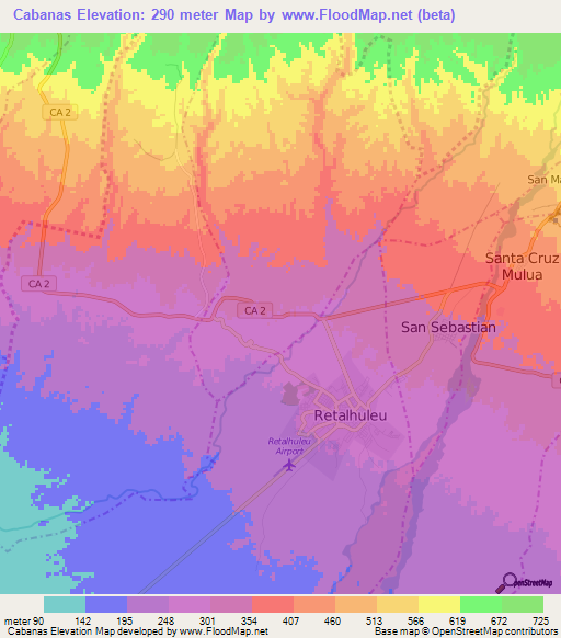 Cabanas,Guatemala Elevation Map