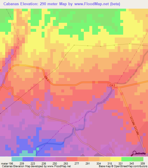 Cabanas,Guatemala Elevation Map