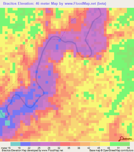 Bracitos,Guatemala Elevation Map