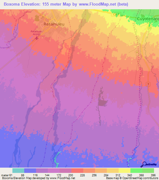 Boxoma,Guatemala Elevation Map