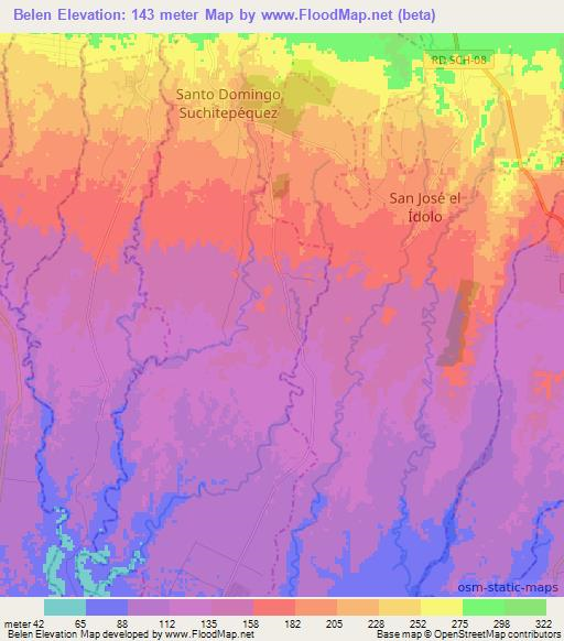 Belen,Guatemala Elevation Map