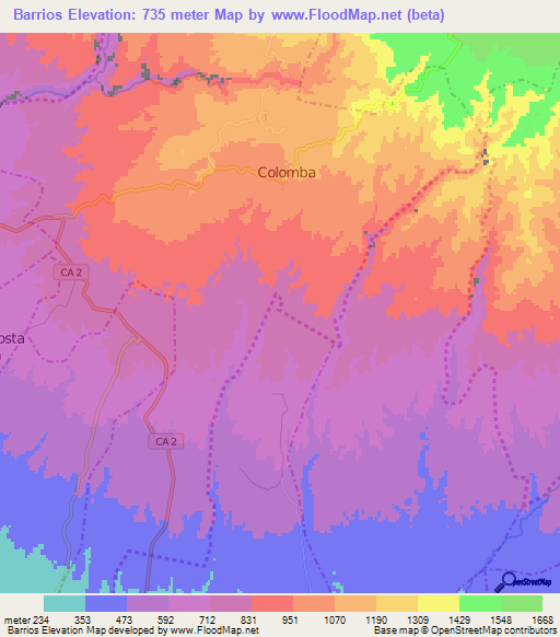 Barrios,Guatemala Elevation Map