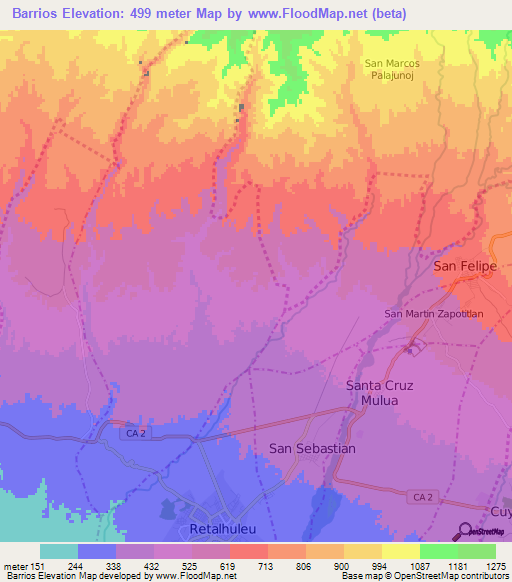 Barrios,Guatemala Elevation Map