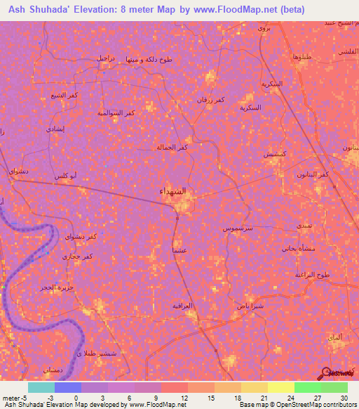 Ash Shuhada',Egypt Elevation Map