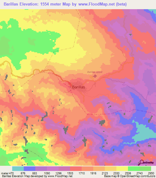 Barillas,Guatemala Elevation Map