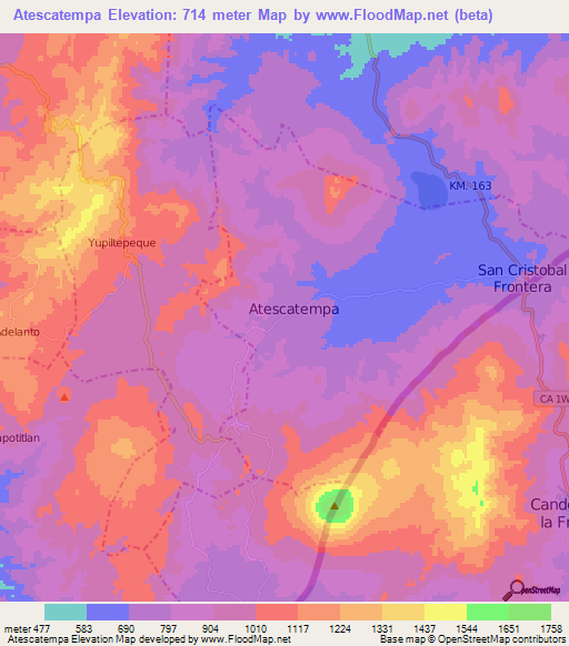 Atescatempa,Guatemala Elevation Map