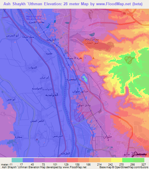 Ash Shaykh `Uthman,Egypt Elevation Map