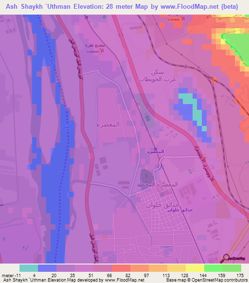 Ash Shaykh `Uthman,Egypt Elevation Map