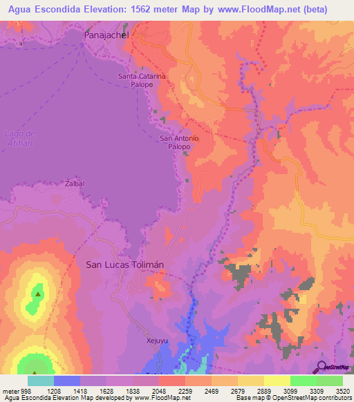 Agua Escondida,Guatemala Elevation Map