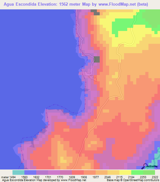 Agua Escondida,Guatemala Elevation Map