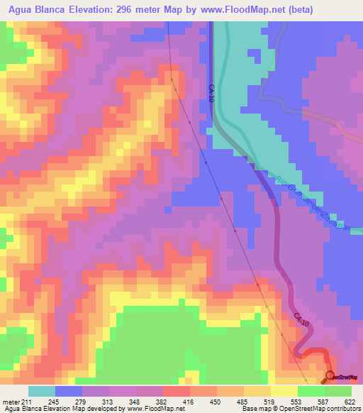 Agua Blanca,Guatemala Elevation Map