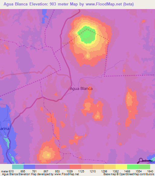 Agua Blanca,Guatemala Elevation Map