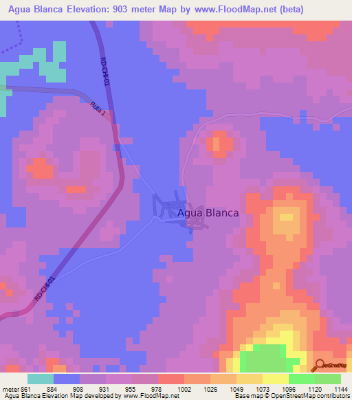 Agua Blanca,Guatemala Elevation Map