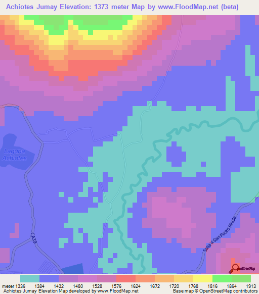 Achiotes Jumay,Guatemala Elevation Map