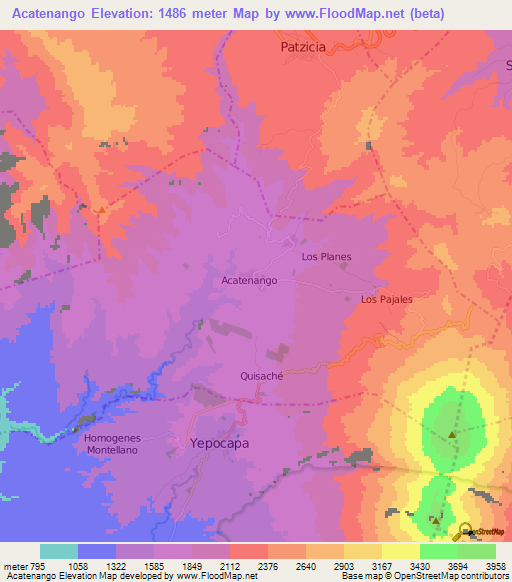 Acatenango,Guatemala Elevation Map