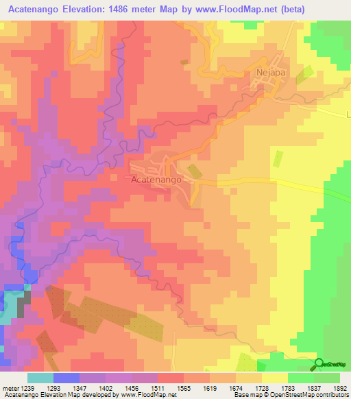 Acatenango,Guatemala Elevation Map