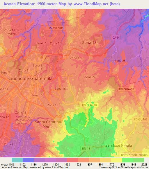 Acatan,Guatemala Elevation Map