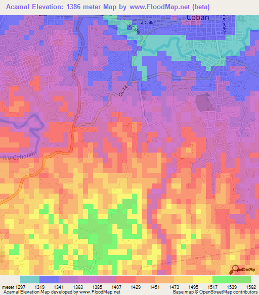 Acamal,Guatemala Elevation Map