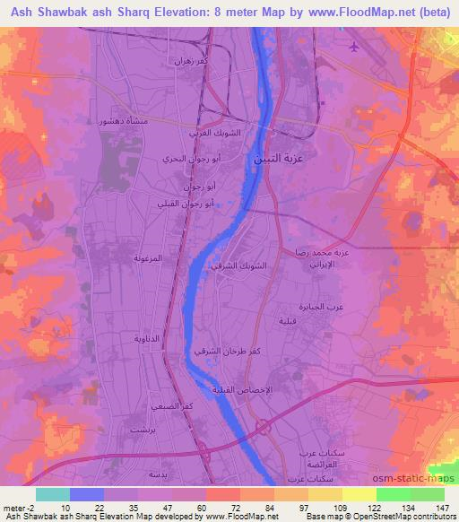 Ash Shawbak ash Sharq,Egypt Elevation Map