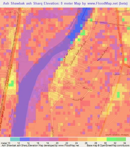 Ash Shawbak ash Sharq,Egypt Elevation Map