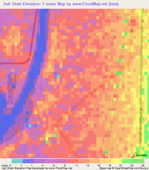 Ash Shatt,Egypt Elevation Map