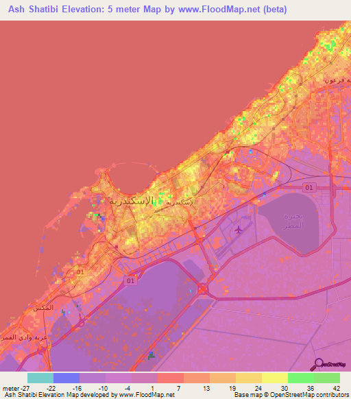 Ash Shatibi,Egypt Elevation Map