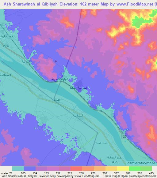 Ash Sharawinah al Qibliyah,Egypt Elevation Map