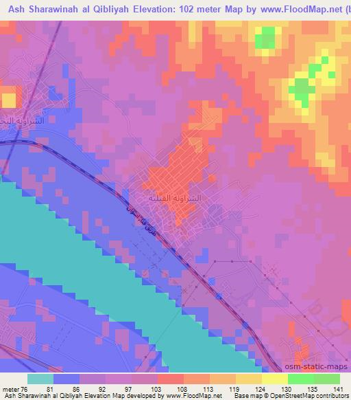 Ash Sharawinah al Qibliyah,Egypt Elevation Map