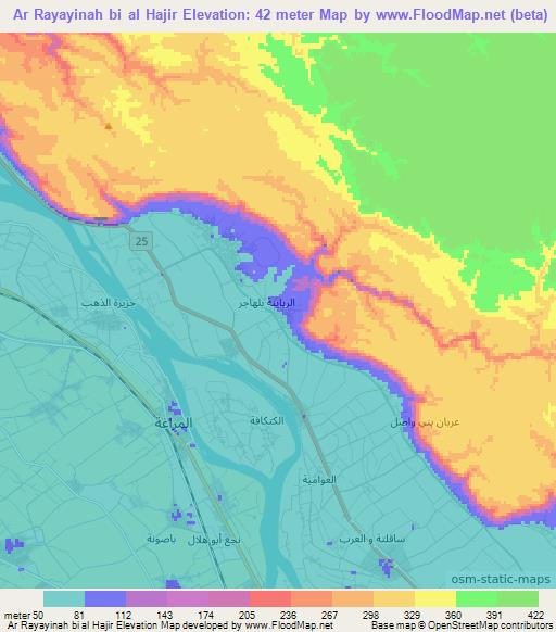 Ar Rayayinah bi al Hajir,Egypt Elevation Map