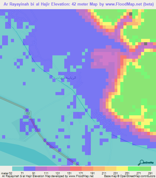 Ar Rayayinah bi al Hajir,Egypt Elevation Map