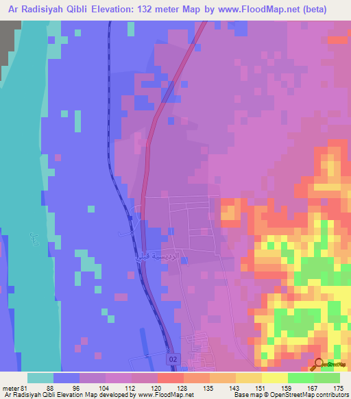 Ar Radisiyah Qibli,Egypt Elevation Map