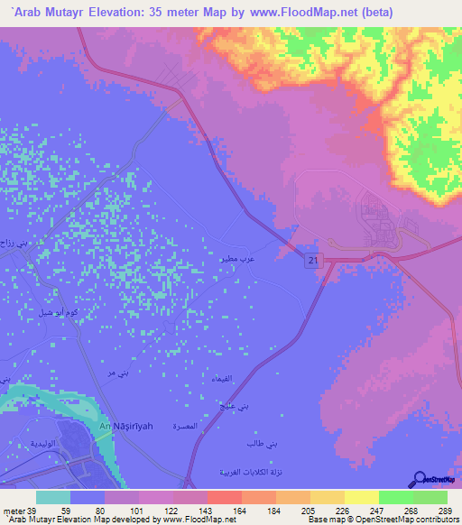 `Arab Mutayr,Egypt Elevation Map