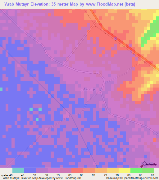 `Arab Mutayr,Egypt Elevation Map