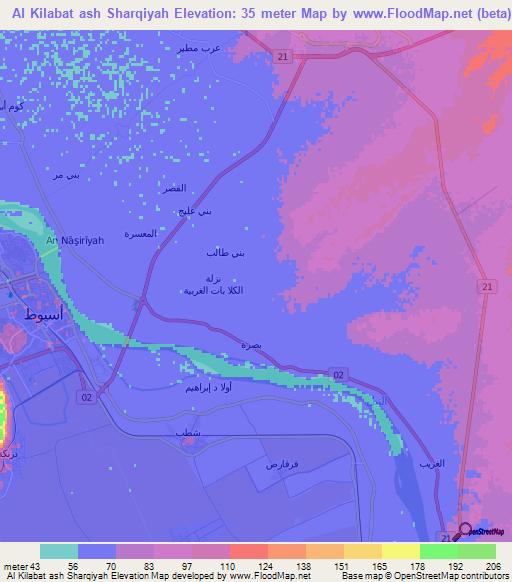 Al Kilabat ash Sharqiyah,Egypt Elevation Map