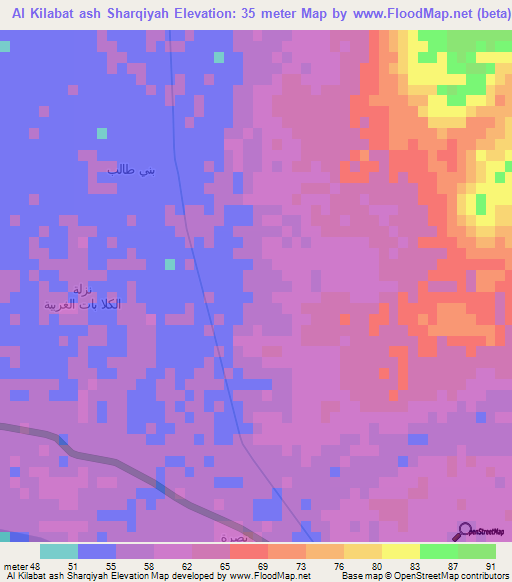 Al Kilabat ash Sharqiyah,Egypt Elevation Map